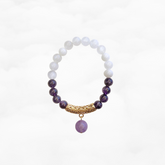 Auspicious Beaded Moonstone and Amethyst Bracelet